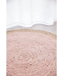 Miss Amara All Rugs Esperance Pink Hand-Braided Round Jute Rug