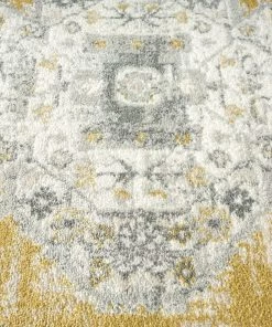 Miss Amara Alcina Yellow And Grey Traditional Medallion Rug All Rugs