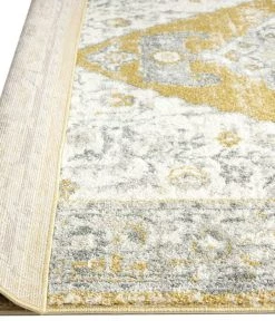 Miss Amara Alcina Yellow And Grey Traditional Medallion Rug All Rugs
