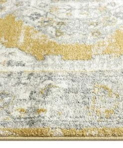 Miss Amara Alcina Yellow And Grey Traditional Medallion Rug All Rugs