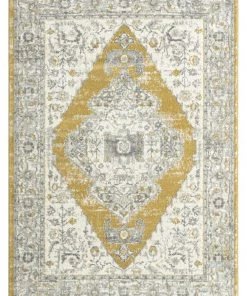 Miss Amara Alcina Yellow And Grey Traditional Medallion Rug All Rugs