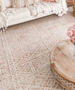 Miss Amara Bobbie Peach And Ivory Textured Tribal Rug All Rugs