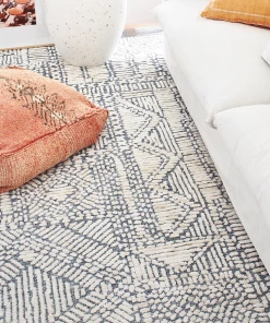 Miss Amara Karmen Blue And Ivory Geometric Patterned Rug All Rugs