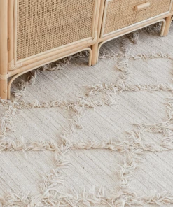 Miss Amara All Rugs Karoline Diamond Pattern Beige Wool Rug
