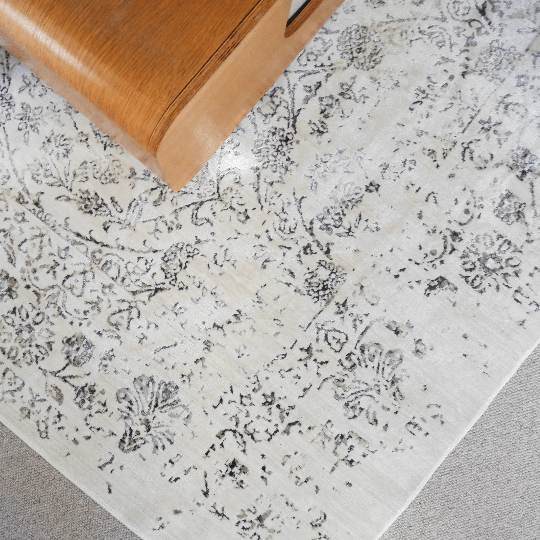 Miss Amara All Rugs Simran Cream Brown And Silver Traditional Floral Rug