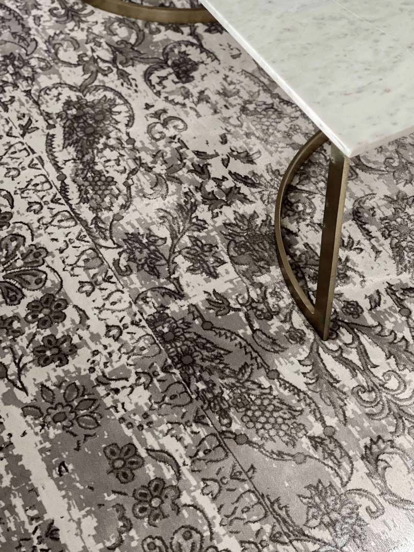 Miss Amara All Rugs Aaerin Charcoal Grey And Ivory Traditional Distressed Rug