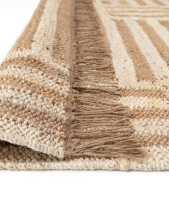 Miss Amara Abbie Natural And Bleached Striped Geometric Jute Rug All Rugs
