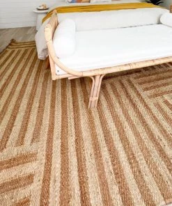 Miss Amara Abbie Natural And Bleached Striped Geometric Jute Rug All Rugs