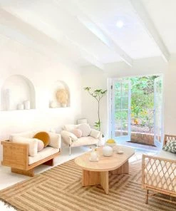 Miss Amara Abbie Natural And Bleached Striped Geometric Jute Rug All Rugs