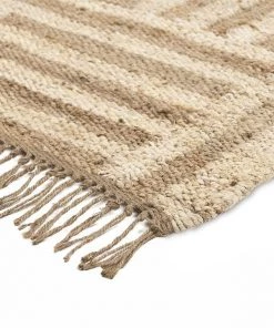 Miss Amara Abbie Natural And Bleached Striped Geometric Jute Runner Rug All Rugs