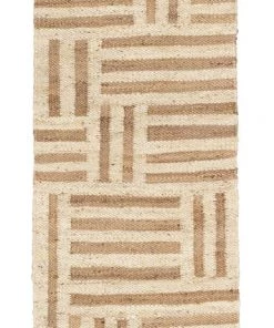 Miss Amara Abbie Natural And Bleached Striped Geometric Jute Runner Rug All Rugs