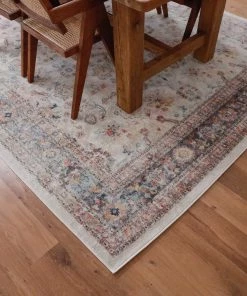 Miss Amara Addison Cream And Purple Multi-Colour Distressed Rug All Rugs