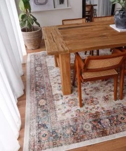 Miss Amara Addison Cream And Purple Multi-Colour Distressed Rug All Rugs