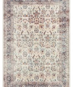 Miss Amara Addison Cream And Purple Multi-Colour Distressed Rug All Rugs