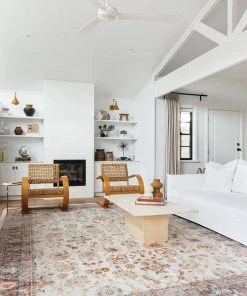 Miss Amara Addison Cream And Purple Multi-Colour Distressed Rug All Rugs