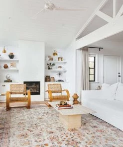 Miss Amara Addison Cream And Purple Multi-Colour Distressed Rug All Rugs