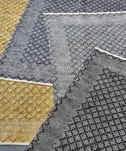 Miss Amara Daliah Scandi Diamond Pattern Gold Flatweave Rug