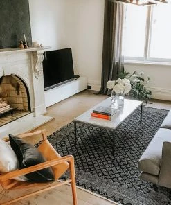 Miss Amara Adisa Scandi Diamond Pattern Charcoal Flatweave Rug All Rugs