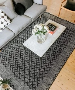 Miss Amara Adisa Scandi Diamond Pattern Charcoal Flatweave Rug All Rugs