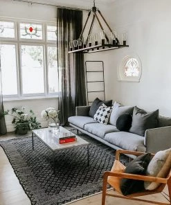 Miss Amara Adisa Scandi Diamond Pattern Charcoal Flatweave Rug All Rugs