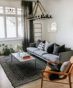 Miss Amara Adisa Scandi Diamond Pattern Charcoal Flatweave Rug All Rugs