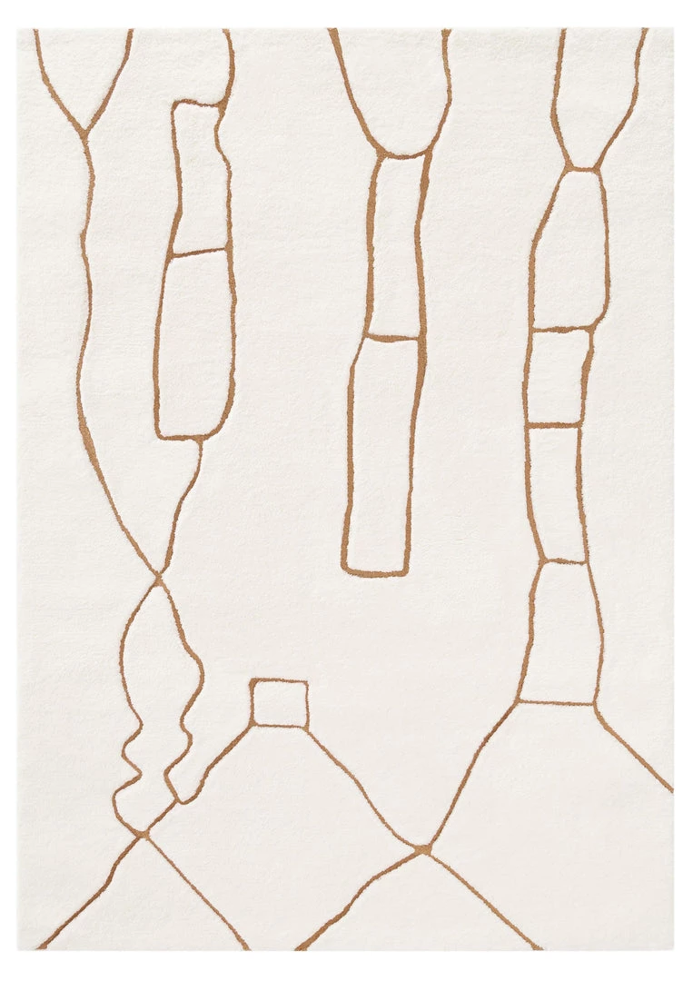 Miss Amara All Rugs Alayna Cream And Gold Tribal Shag Rug