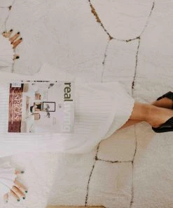 Miss Amara All Rugs Alayna Cream And Gold Tribal Shag Rug