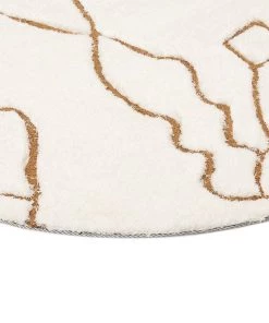 Miss Amara Alayna Cream And Gold Tribal Round Shag Rug All Rugs