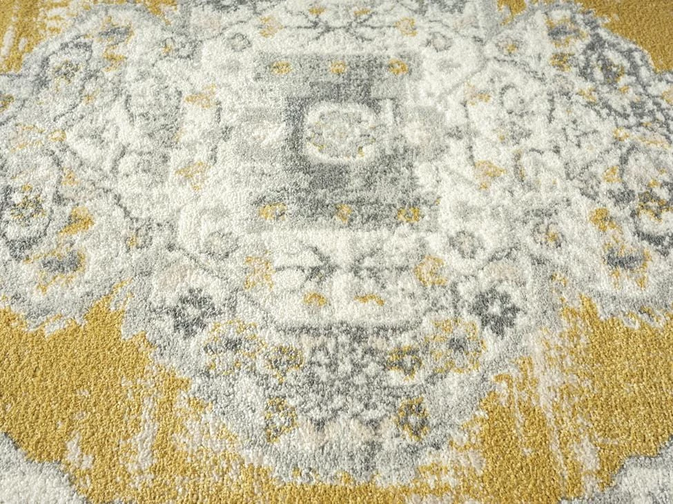 Miss Amara Alcina Yellow And Grey Traditional Medallion Runner Rug All Rugs