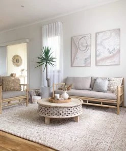 Miss Amara Alessandra Peach And Ivory Tribal Textured Rug