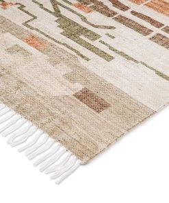 Miss Amara All Rugs Allegra Orange And Cream Multi-Colour Abstract Tribal PET Beach And Picnic Rug