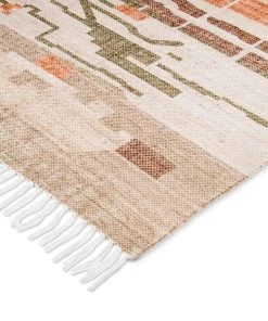 Miss Amara All Rugs Allegra Orange And Cream Multi-Colour Abstract Tribal PET Rug