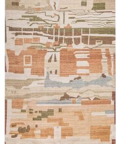 Miss Amara All Rugs Allegra Orange And Cream Multi-Colour Abstract Tribal PET Rug