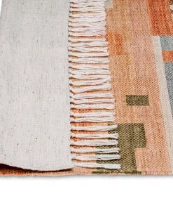 Miss Amara All Rugs Allegra Orange And Cream Multi-Colour Abstract Tribal PET Runner Rug