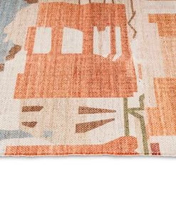 Miss Amara All Rugs Allegra Orange And Cream Multi-Colour Abstract Tribal PET Runner Rug