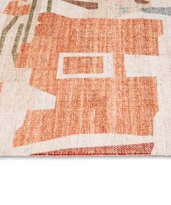 Miss Amara All Rugs Allegra Orange And Cream Multi-Colour Abstract Tribal PET Beach And Picnic Rug
