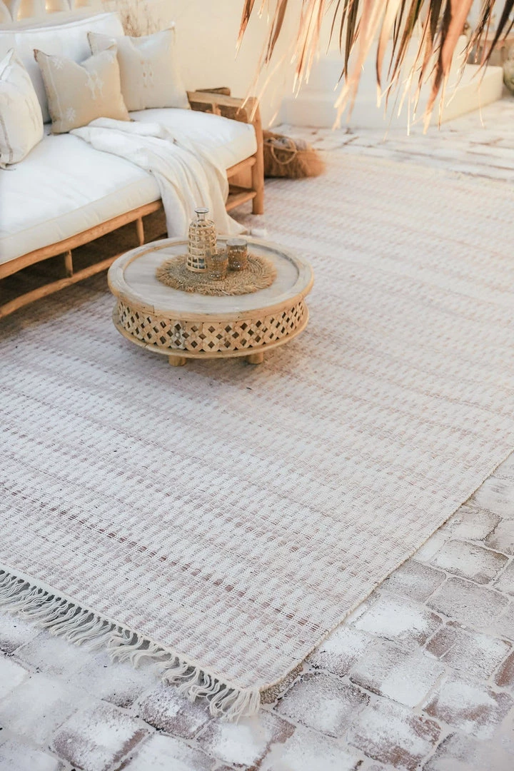 Miss Amara Alva Taupe & Ivory Flatweave Indoor Outdoor Rug