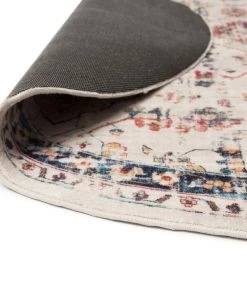 Miss Amara Amanda Multicolour Distressed Transitional Round Rug All Rugs