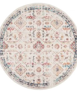 Miss Amara Amanda Multicolour Distressed Transitional Round Rug All Rugs