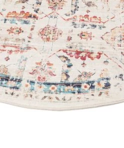 Miss Amara Amanda Multicolour Distressed Transitional Round Rug All Rugs