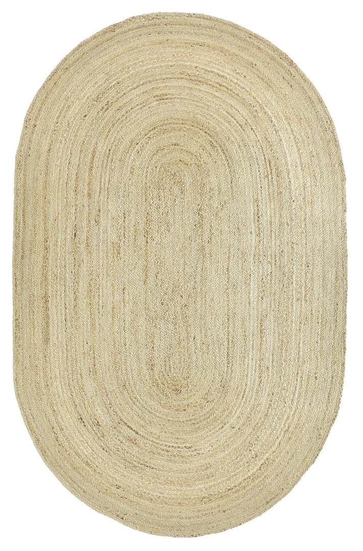 Miss Amara Amber Natural Braided Oval Jute Rug
