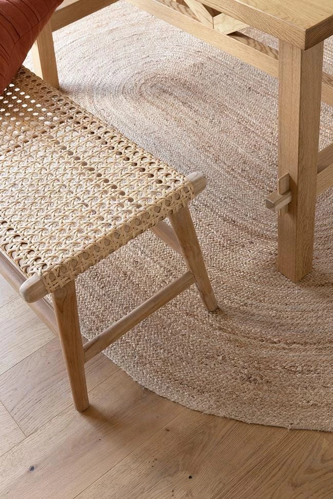 Miss Amara Amber Natural Braided Oval Jute Rug