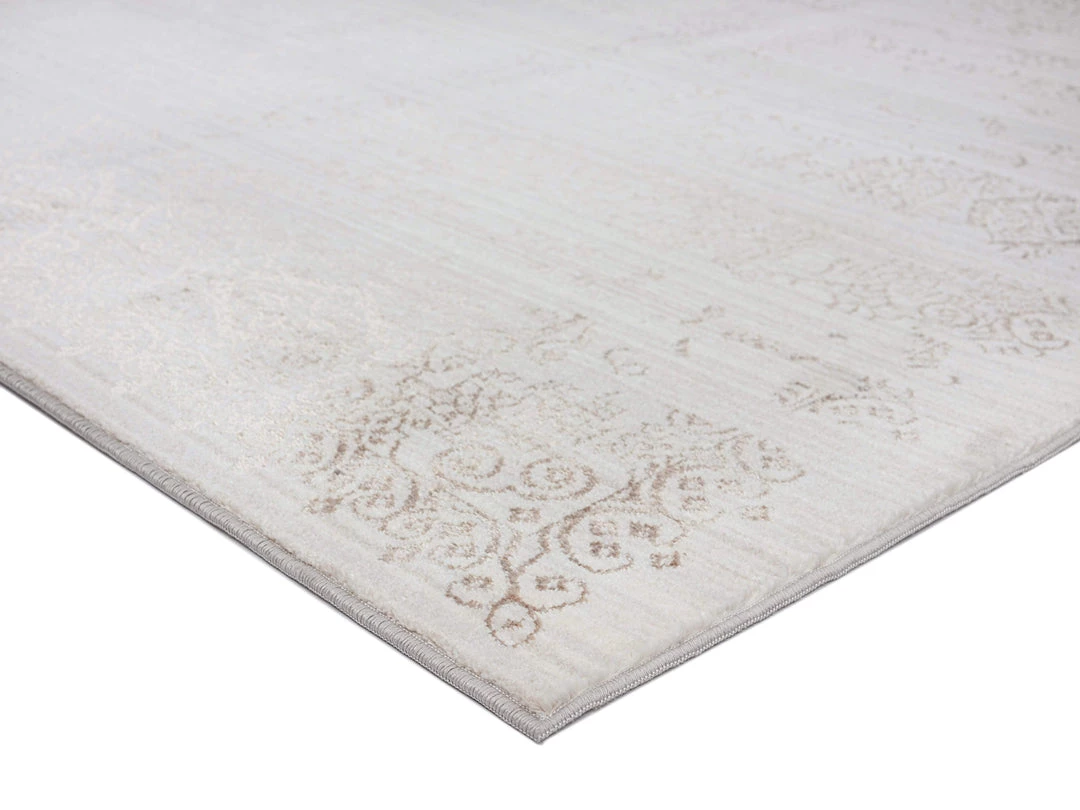 Miss Amara Amelia Cream Brown And Silver Traditional Floral Runner Rug