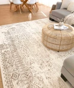 Miss Amara Amelia Cream Ivory And Brown Traditional Floral Rug All Rugs