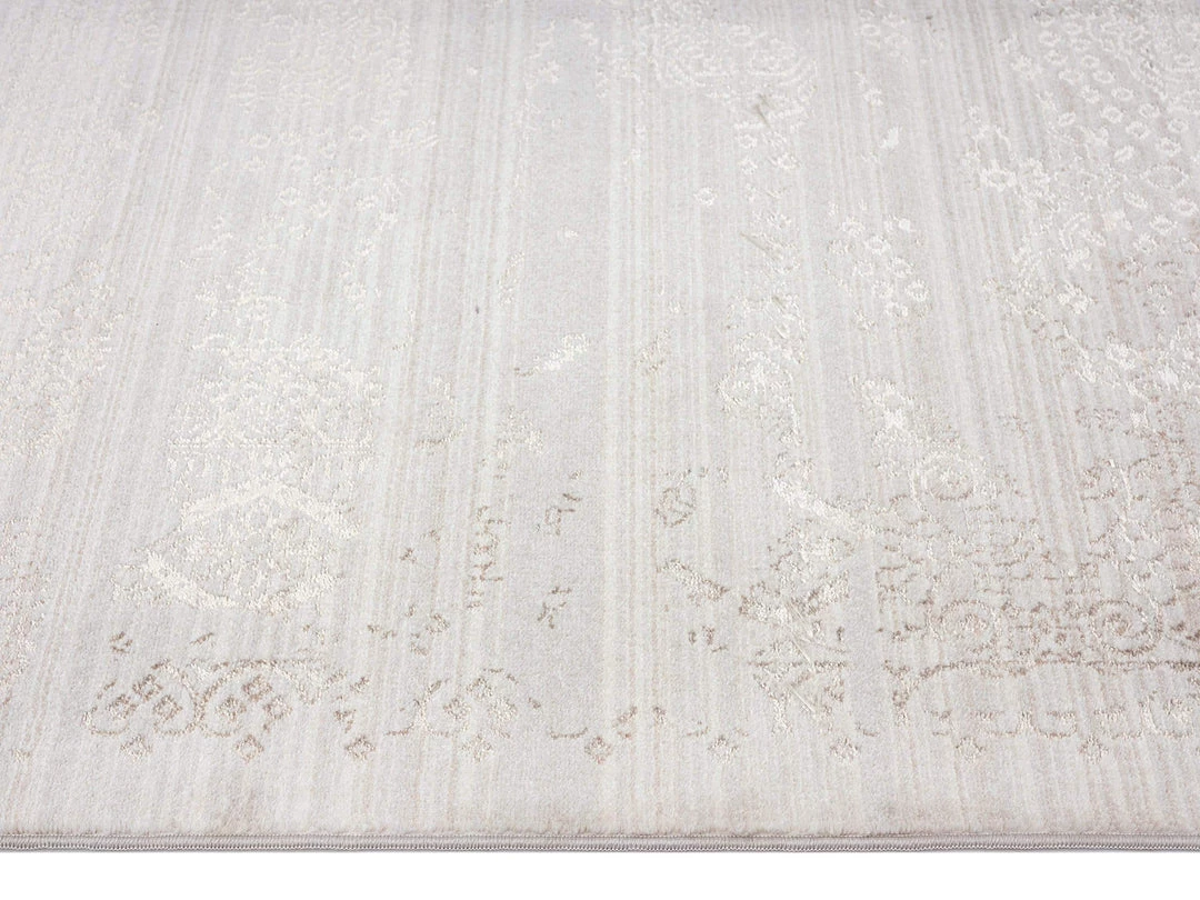 Miss Amara Amelia Cream Brown And Silver Traditional Floral Runner Rug