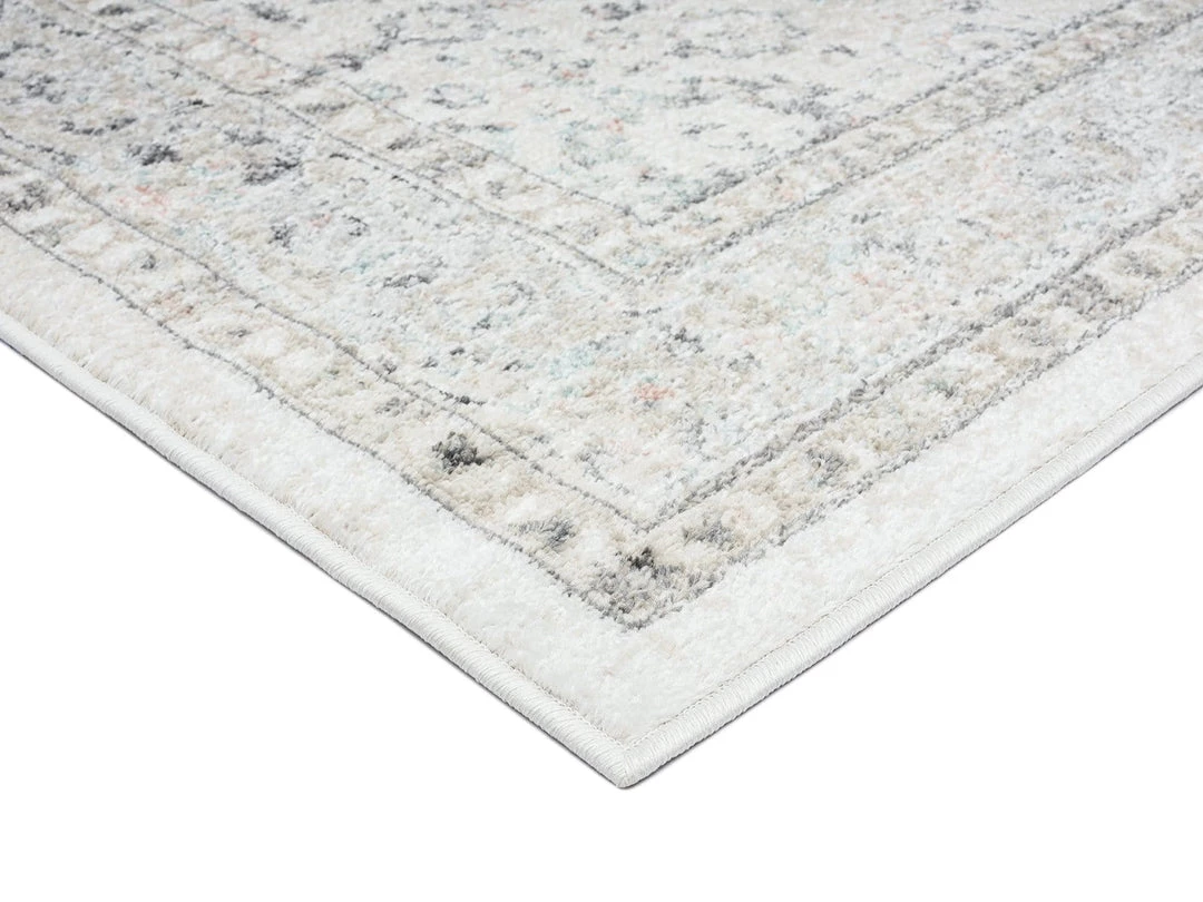 Miss Amara Anine Cream And Grey Multi-Colour Traditional Floral Runner Rug