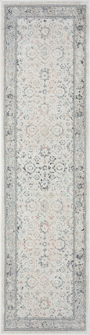 Miss Amara Anine Cream And Grey Multi-Colour Traditional Floral Runner Rug