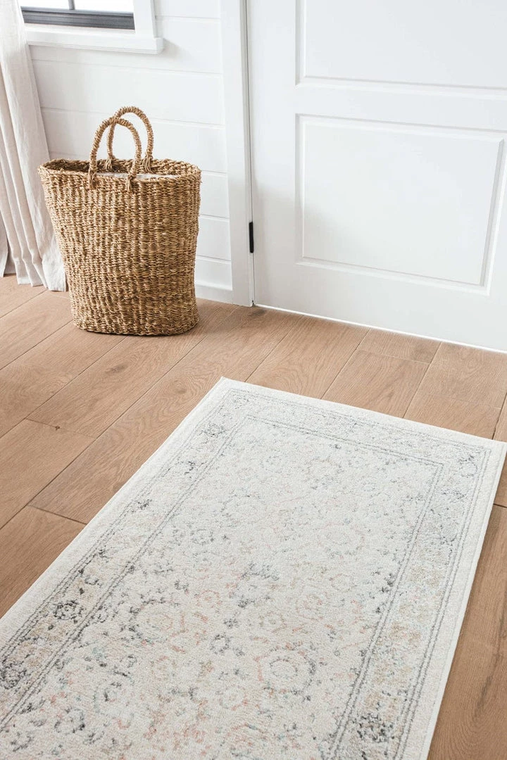 Miss Amara Anine Cream And Grey Multi-Colour Traditional Floral Runner Rug