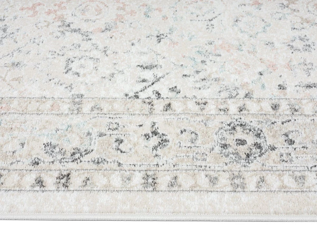 Miss Amara Anine Cream And Grey Multi-Colour Traditional Floral Runner Rug