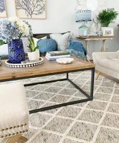 Miss Amara Anja Grey And Ivory Lattice Wool Rug All Rugs